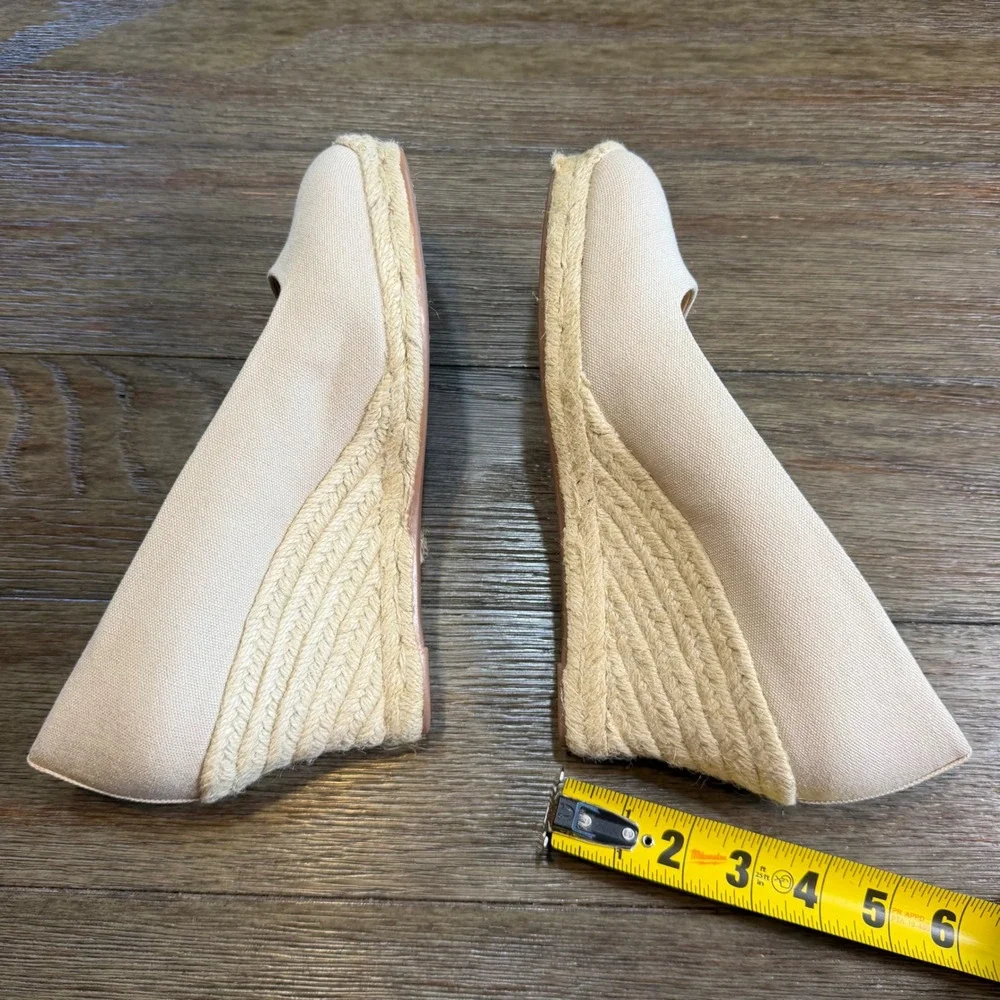 J.Crew Womens Canvas Espadrille Wedge Pumps Beige Round Toe Size 8 NWOB